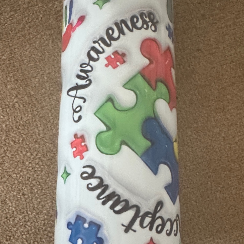 Hand Crafted Autism Awareness Puzzle Tumbler - Picture 4 of 6